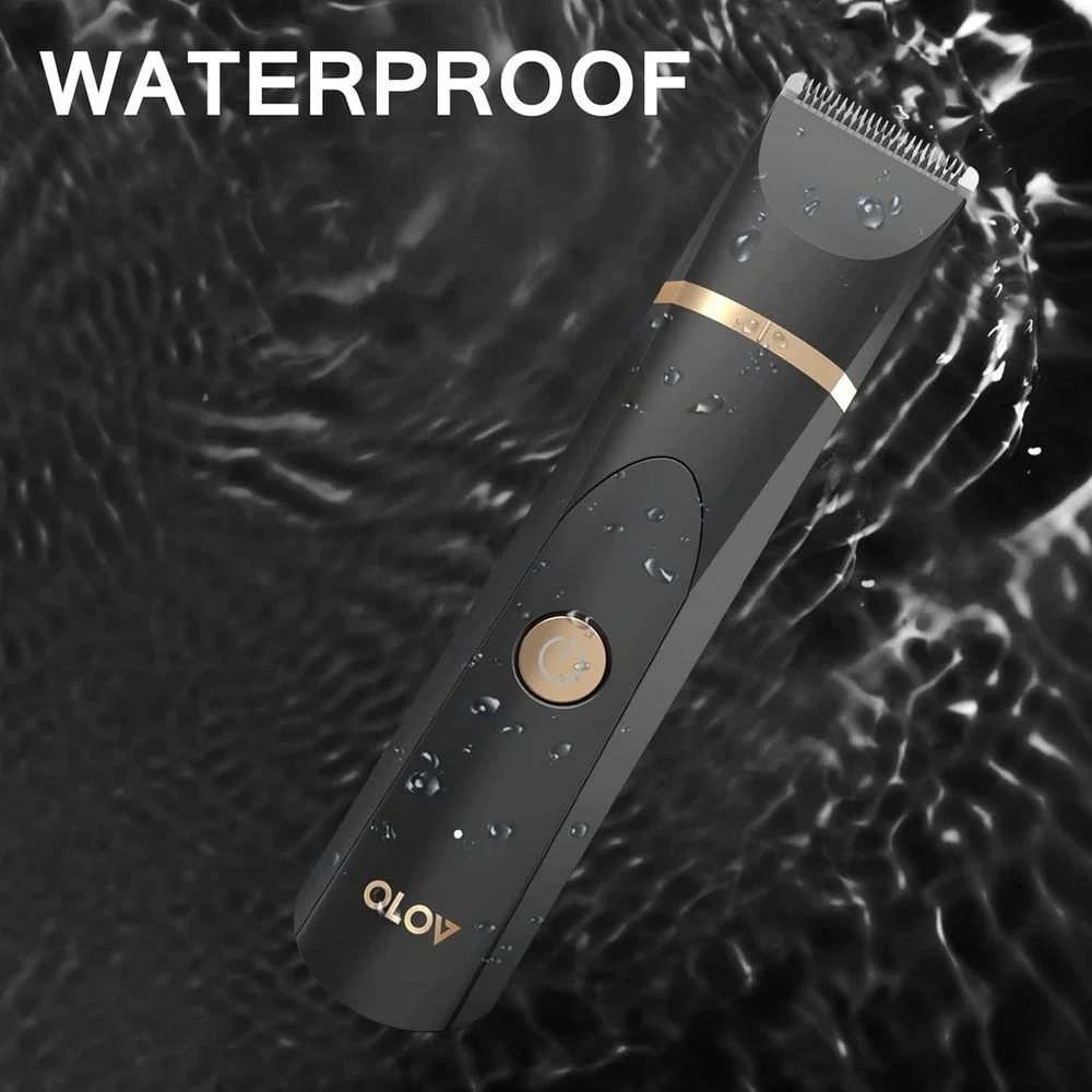 OLOV Electric Body Hair Trimmer for Men Waterproof Wet-Dry Body Shaver Groomer